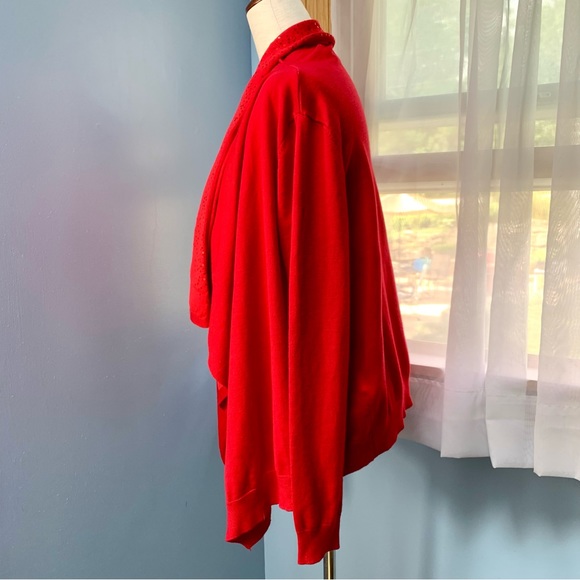 DKNY Red Open Front Sweater with Sequins - Picture 4 of 9